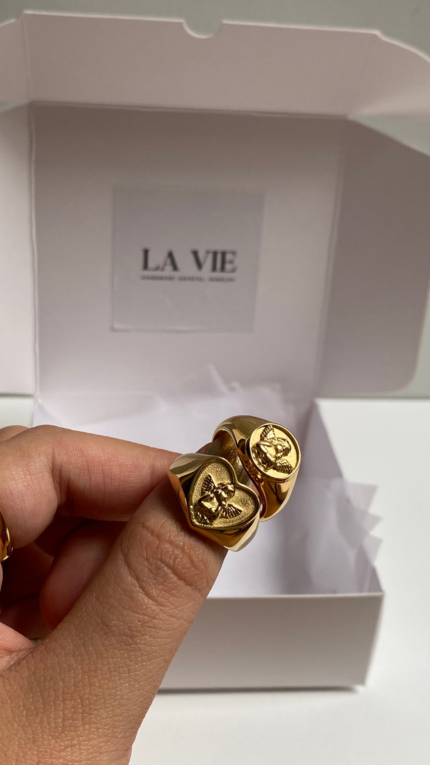 Angel heart ring