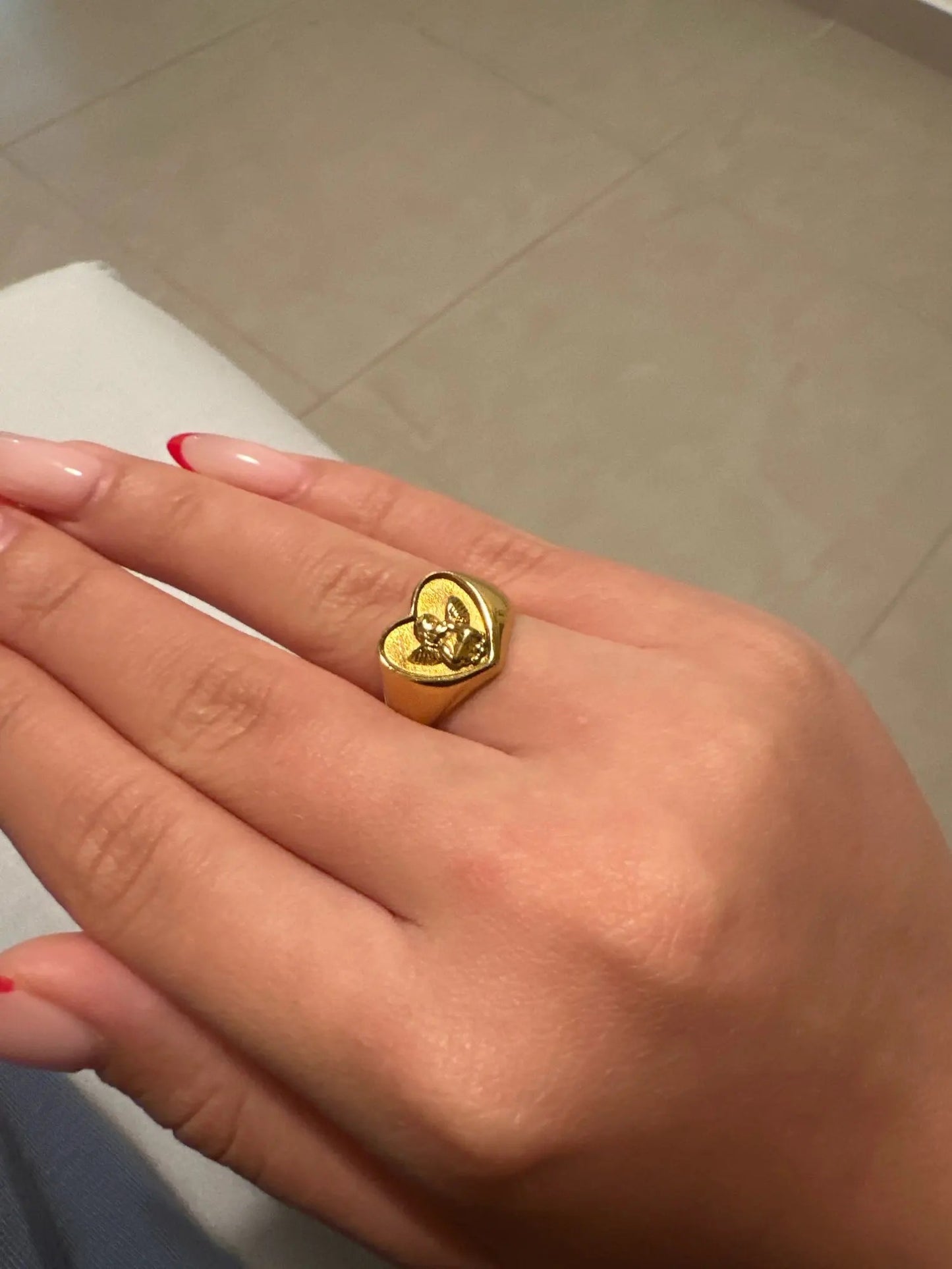Angel heart ring