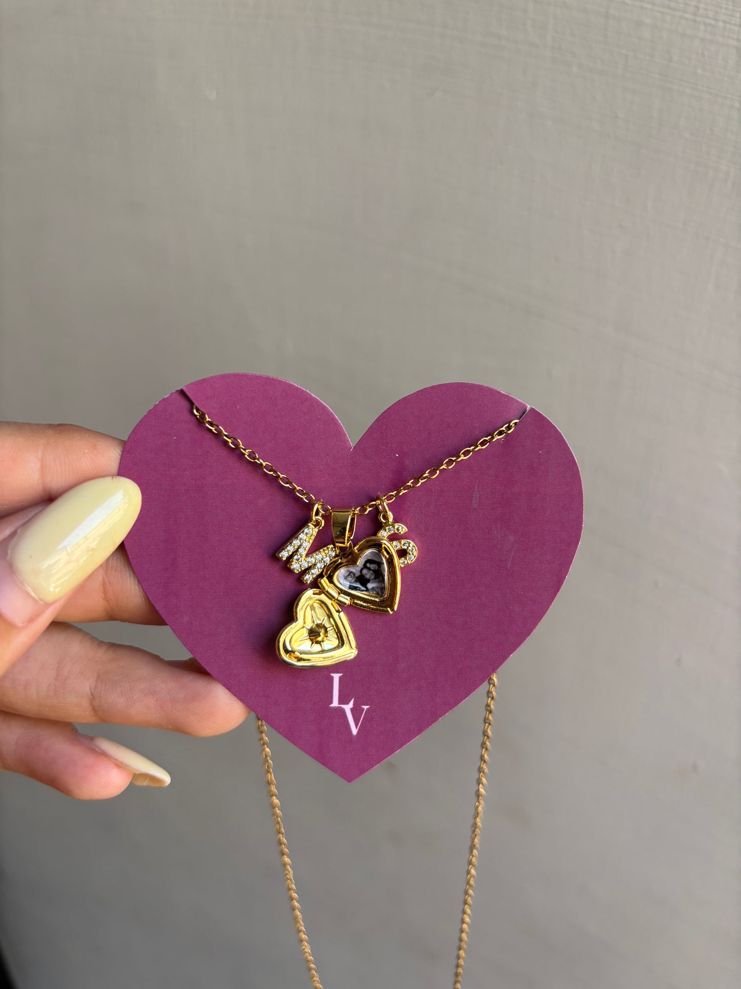 Diamond heart inicial Relicario