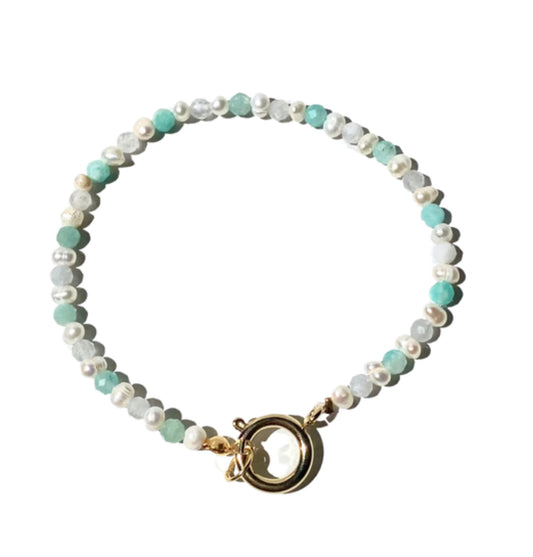 AMAZONITE+BABY PEARL+AQUAMARINE